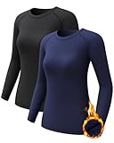 CL convallaria 2 Pack Women's Thermal Shirts Long Sleeve Athletic Compression Base Layer Tops for Cold Weather