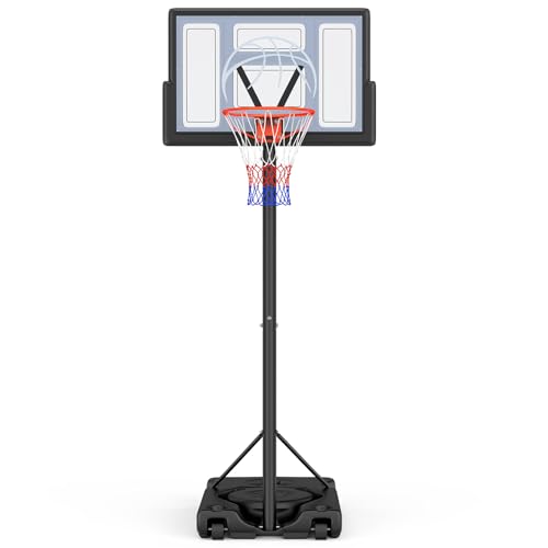 Yohood Basketballkorb Outdoor, Verstellbare Korbhöhe von 135 bis 305 cm, Basketballständer mit 111x72cm Rückwand, für Kinder Jugendliche Erwachsene im Hinterhof/Auffahrt/Innenbereich