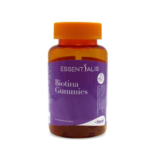 Essentialis Biotina Gummies Heel – 5000 mcg con Zinc, Yodo y Vitaminas – Gominolas Veganas para el Crecimiento del Pelo, Piel y Uñas – Sabor Frutos Rojos – Calidad Farmacéutica – 60 Unidades