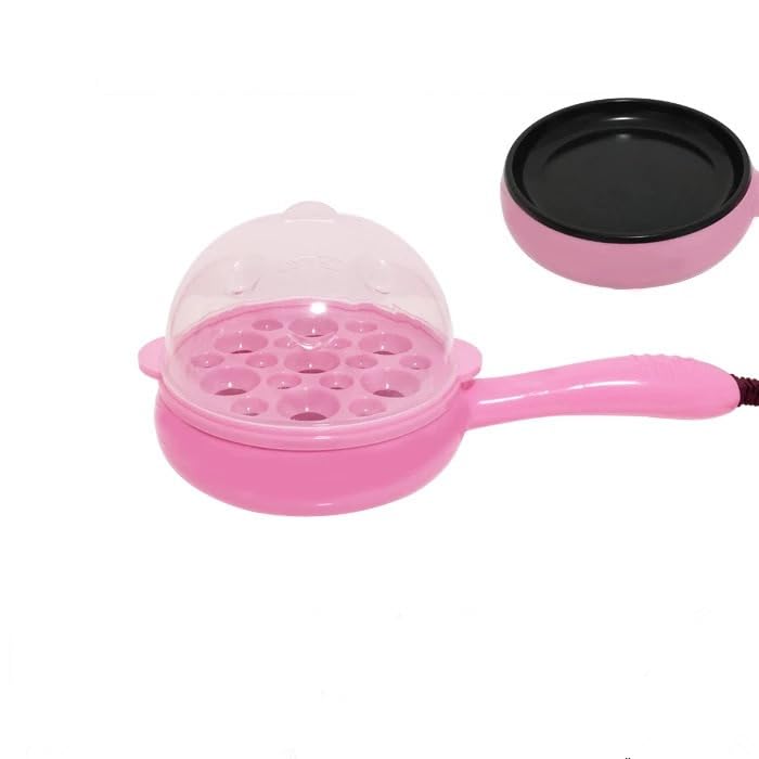 Egg Boiler,Electric Egg Boiler Mini Egg Artifact Omelette Cooker Fried Steak Non-Stick Frying Pan Electric Frying Breakfast Machine Handle Safe Cooking Pan Set (Color : Pink-Single layer se, Size :