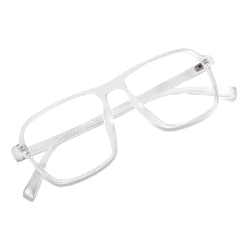 Image of Peter Jones Clear Transparent Square Unisex Medium Sleek Optical Frame with Anti Glare Lenses (AG216T)