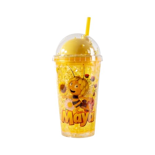 power gift Vaso MAYA 3 reutilizable con tapa y pajita de doble pared, tapa de rosca a prueba de fugas. Copas de agua de minelas, frutas y zumos