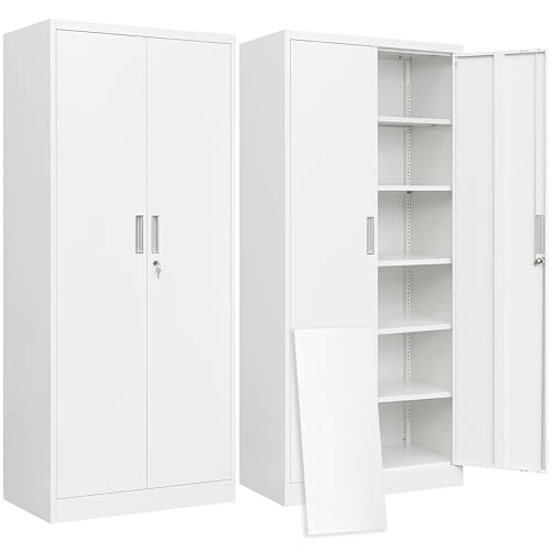 BESFUR Metal Storage Cabinet with 2 Doors and 5 Adjustable