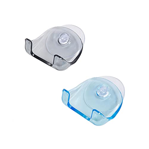 BRIGHTFUFU 2pcs Wall Mount Razor Holder Suction Cup Shaver Rack Toiletry Organizer Safety Razor Holder Modern Design Plastic