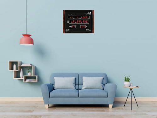 Ajanta Quartz Plastic Abstract Digital Red LED Rectangle Wall Clock OLC - 105 (39.6 cm x 29.6 cm x 3.5 cm, Black)