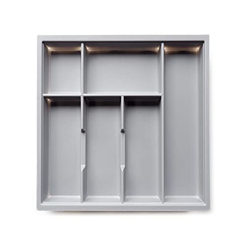 Handle & Home Grey Textured Plastic Cutlery Tray for 500mm Blum Tandembox Drawer | 422mm L x 414mm W | Kitchen Organisation | Storage