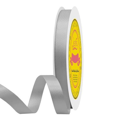 Image of Double Face Silver Satin Ribbon 1 /2 inch X 50 Yards Polyester Silver Ribbon for Gift Wrapping Very Suitable for Weddings Party Invitation Decorations and More