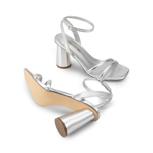 Image of DREAM PAIRS Women's Strappy Round Heels Sandals | Square Open Toe Heels, Ankle Strap, Dress Shoes for Party