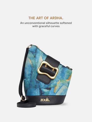 Image of ZOUK Women's Ardha Sling Bag | Black Vegan Leather Crossbody Bag | Asymmetric Silhouette| Adjustable Strap