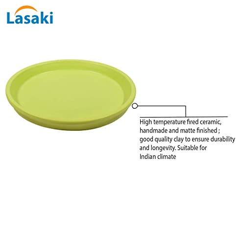 Image of Lasaki Round Ceramic Trays (Plates Saucers) for Pots, planters, Flower, Succulent(Set of 2,Mint,3.5 inch) R3.5(Plants not Included)