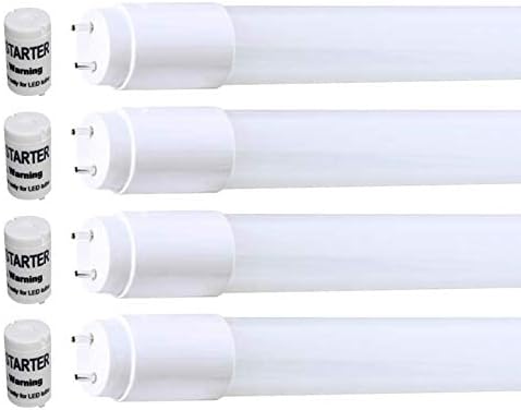 4 x 120 cm LED Tube T8-G13 18 Watt 300° Beam 2380 Lumen Daylight White / Cold White 6000 Kelvin 1:1 Replacement for 36 Watt Fluorescent Tubes - Includes LED Starter [Energy Class A++]