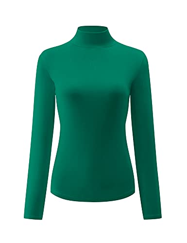 Image of Kindcall Womens Slim Fitted Mock Turtleneck Tops Long Sleeve Lightweight Base Layer Shirts
