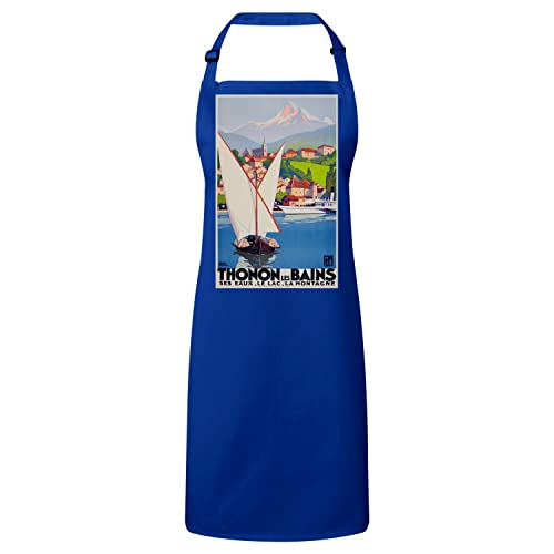 Tablier cuisine premium bleu Thonon élégance vintage art déco