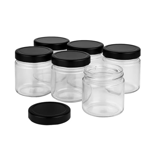 Blumixx Einmachgläser mit Schraubdeckel 12er Pack Einmachglas mit Deckel Schwarz - 210ml Fassungsvermögen - Ideal für Erntezeit… – Ansicht 1
