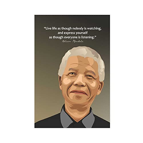 Nelson Mandela Poster sur toile avec citations de motivation pour salon, chambre à coucher, 40 × 60 cm
