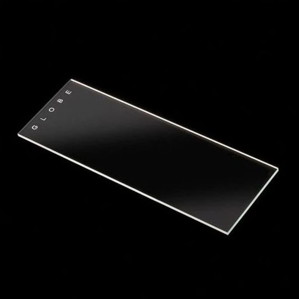 Globe Scientific 1301-144 Borosilicate Glass Microscope Slide, 90ø Ground Edge, Plain, 25 mm W x 75 mm L (Pack of 144)