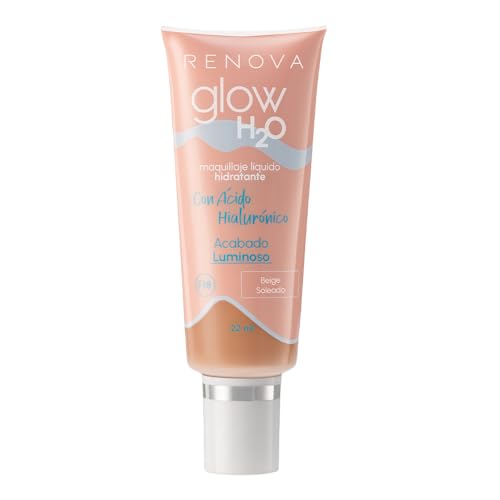 Ojos, Beauty Renova| Maquillaje Liquido Glow H2O, Tono Soleado, Con Ácido Hialurónico, FPS 18