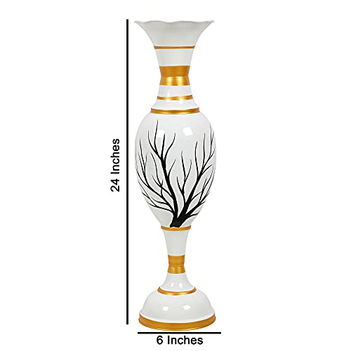 Image of Big Flower Vase for Living Room Corner Big Size Tall Metal Home Decor Item for Floor and Room- Large and Long Vase /Pot (25 Inches) Pack of 1