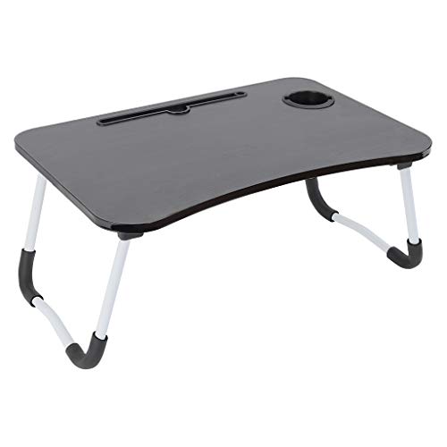 Foldable Laptop Table Lapdesk, Portable Laptop Bed Tray Multifunction Laptop Desk with Storage Drawer, Small Desk Folding Small Dormitory Table, Notebook Stand Read Holder for Sofa Couch Floor (Black)