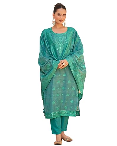 Image of Shaily Premium Silk Blend Woven Design Readymade Kurta with Pants and Dupatta Set | Ethnic Set | 3-Piece Suit Set | Haldi and Wedding Suit Set for Women