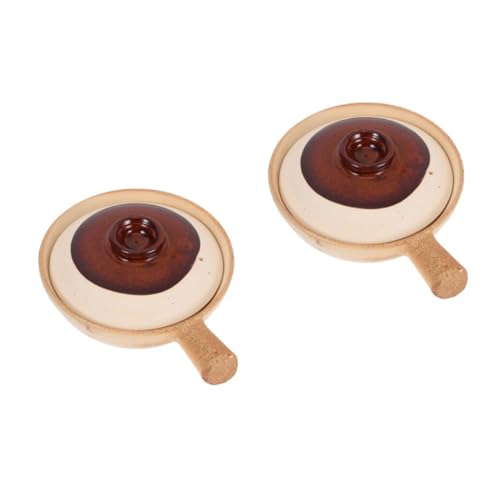 Cabilock 2 Piezas Cazuela de Cerámica Tradicional con Tapa Olla de Barro Terracota para Guisos Distribución Uniforme del Calor para Arroz Aromático para Preparación Comercial y Cocina