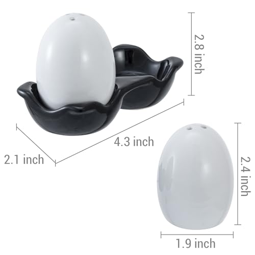 Mygift TB-KIT0023BLK Farmhouse Novelty Egg Shaped Ceramic Salt And Pepper Shaker Set thumb #4