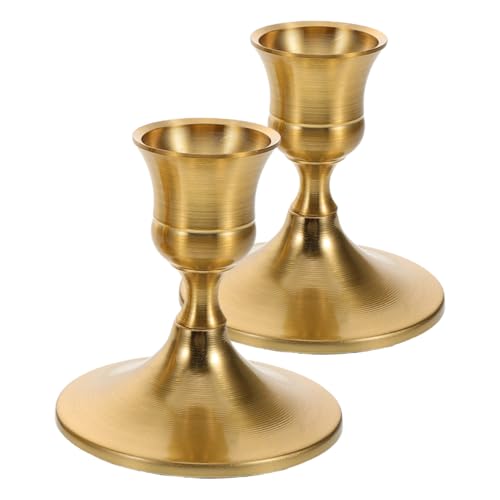 Amosfun Lot De 2 Bougeoirs en Laiton Doré Coniques Vintage pour DéCoration De Table De Mariage Et FêTe AtmosphèRe Romantique