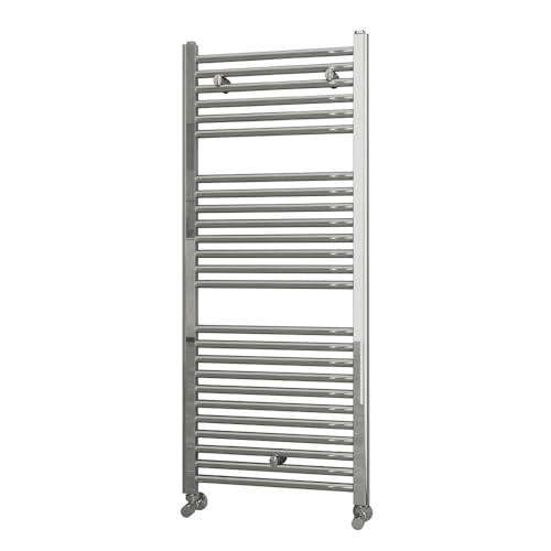 Kibath L408503 Sèche-serviettes radiateur à intégrer dans circuit d'eau chaude, tubes en acier avec finition chromée 1200 x 500 cm, compatible avec réseau...