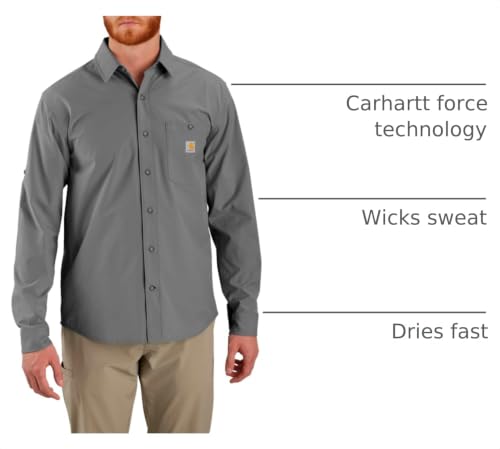 Carhartt Men's Force Sun Defender™ Relaxed Fit Lightweight Long-Sleeve Shirt, Steel, X-Large - image 3