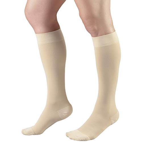Image of Truform 20-30 mmHg Medical Compression Stockings, Aloe Infused Microfiber, Knee High, Closed Toe, Beige, Medium