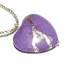 Large 1' Dusty-Purple Howlite Broken Heart Mended with 23k Gold, Kintsugi Cord Necklace