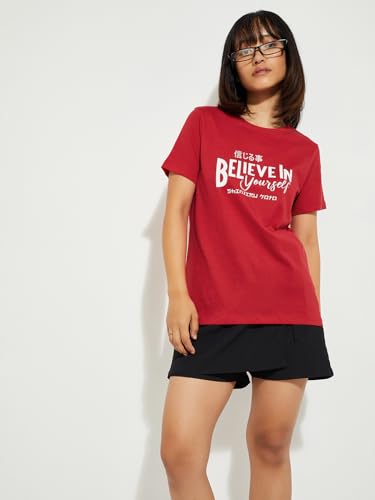 Image of Max Women's Cotton Regular Fit URB N Graphic Printed T-Shirt - Pack of 2