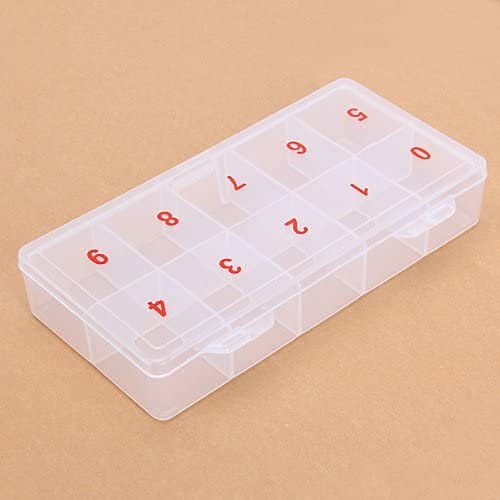 Empty Transparent False Nail Art Tips Rhinestone Storage Case Box Container 10 cells