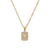 NINMQCFVG Colgante cuadrado de zircón, sencillo accesorio de collar chapado para mujeres