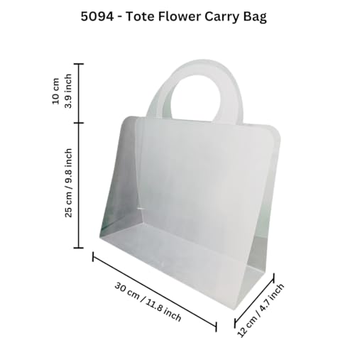 Image of Oasis Pack Of 10 Multipurpose Waterproof Transparent Bags With Handles For Floral Arrangement, Bouquets - Florist Supply, Gift Hamper Bags For Rakhi, Birthday, Diwali, House Warming & More | 30cm X 12cm X 25cm