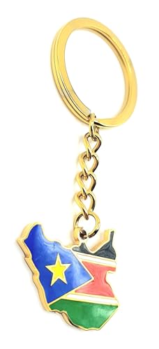 SNS Components Porte-clés en métal émaillé avec drapeau du Sud Soudan de l'Est Afrique de l'Est, multicolore, taille unique