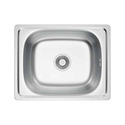 Melanstar Fregadero de acero inoxidable, 1 lavabo, incluye sifón y orificio para grifo (40 * 50cm)
