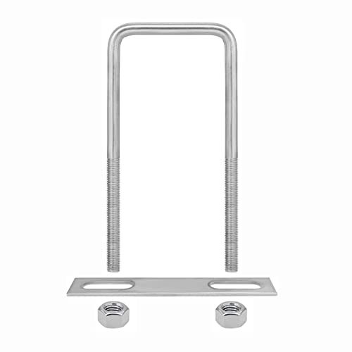 Image of 4 Sets 304 Stainless Steel Square U-Bolts 2.36 inch(60mm) Inner Width, 4.72 inch(120mm) Length Stainless M8 with Nuts, Frame Plate, Accessories for Automobiles Trailer, Boat Trailer Industrial Parts