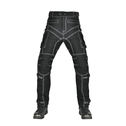 RCLONGEU Pantalones de Motorista para Hombre, Transpirables, Resistentes al Desgaste, con 2 Pares de Protecciones en Cadera y Rodillas, Almohadillas extraíbles (XS)