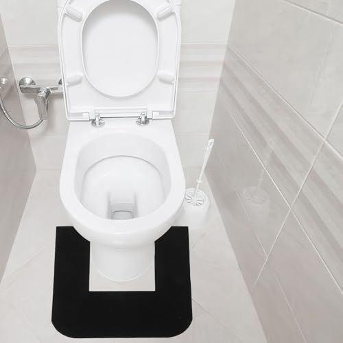 Alfombrilla para inodoro en forma de U lavable color negro de poliester 6