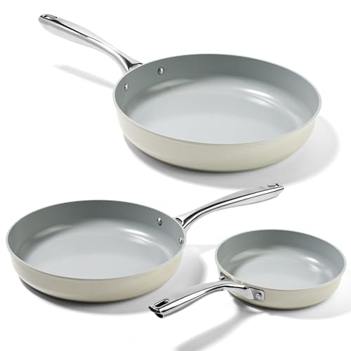 Zalnuuk Non Stick Frying Pans Set, Ceramic Skillet, Non Toxic Omelette Egg Pans for Cooking...