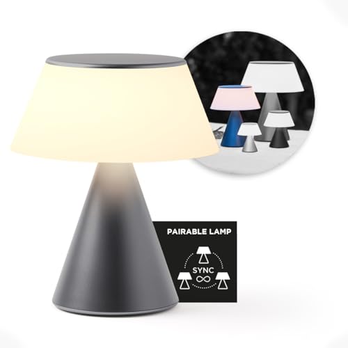 Lexon LUMA L Touch-Sensitive Bedside Lamp, Wireless Night Light with Dimming Function and Multi-Lamp Sync, 9 LED Colours
