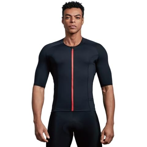 CEROTIPOLAR Wind Speed Men’s Cycling Jersey Tops Bike Biking Shirts Pro Anti UV, Full Zipper, Reflective Pocket Black Cover