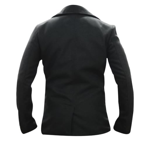 Mens Double Breasted Woolen Peacoat Black Classic Fashion Casual Slimfit Winter Warm Wool Short Coat4