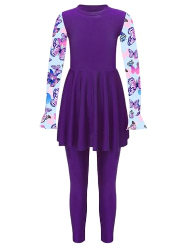 2Pcs Girls Full Body Swimsuit Modest Swimwear Kids Long Sleeve Rash Guard UPF50+ Bathing Suit3