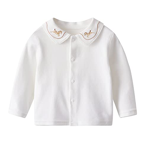 Toddler Little Girls' Long Sleeve White Snap Cotton Blouse Top Shirt
