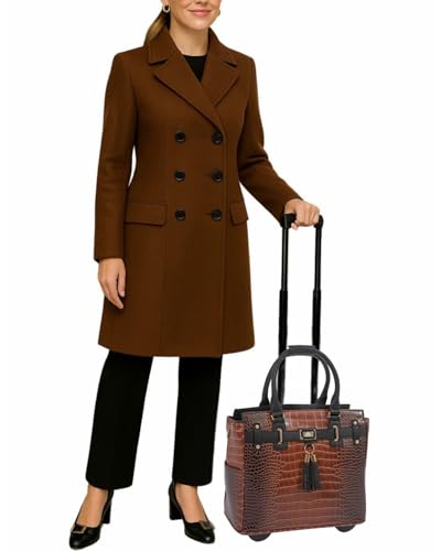 JKM & Company Rolling Laptop Bag for Women | Designer Wheeled Briefcase | Fits 13-17" Laptops | Office Travel Computer Case