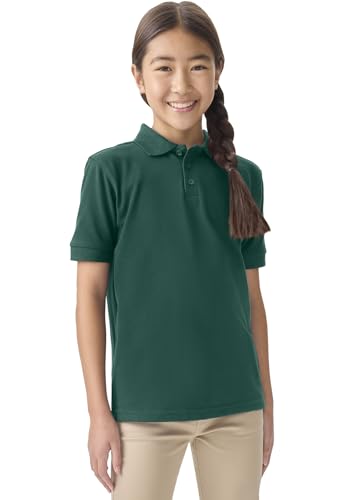 Image of Classroom School Uniforms for Boys and Girls Short Sleeve Pique Polo | Unisex Youth Shirt, Matching Ribbed Collar, Banded Sleeves, Three-button Placket, Comfortable Fit, School Uniform Essential