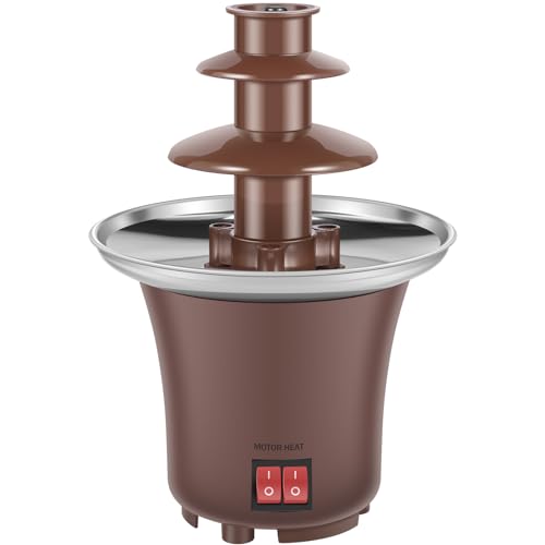 Abizarch Electric Chocolate Fountain Machine 3 Layer Cheese Fountain Machine Hold 10oz Chocolate Fondue Fountain Stainless Steel Cheese Fountain Melting Machine Auto Off Household Chocolate Fountain f