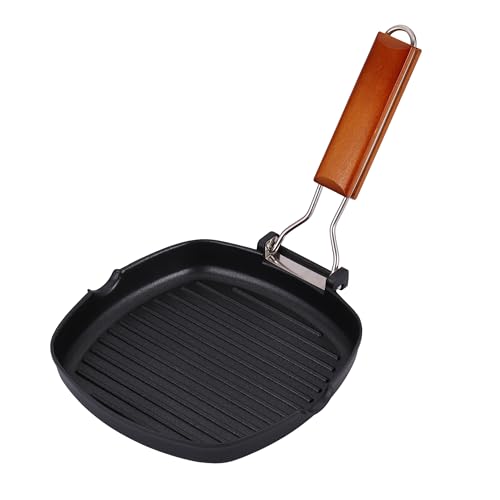 Folding Handle Grill Pan 20cm, Long Lasting Pan, Innovative Cookware, Double Layer Coating Pan, Suitable for All Cooking hobs, Black - Image 6